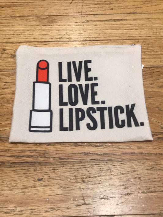Fashion Cosmetic Pouch (Live, Love, Lipstick)