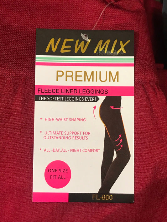 New Mix Premium Fleece Legging Burgundy (One Size)