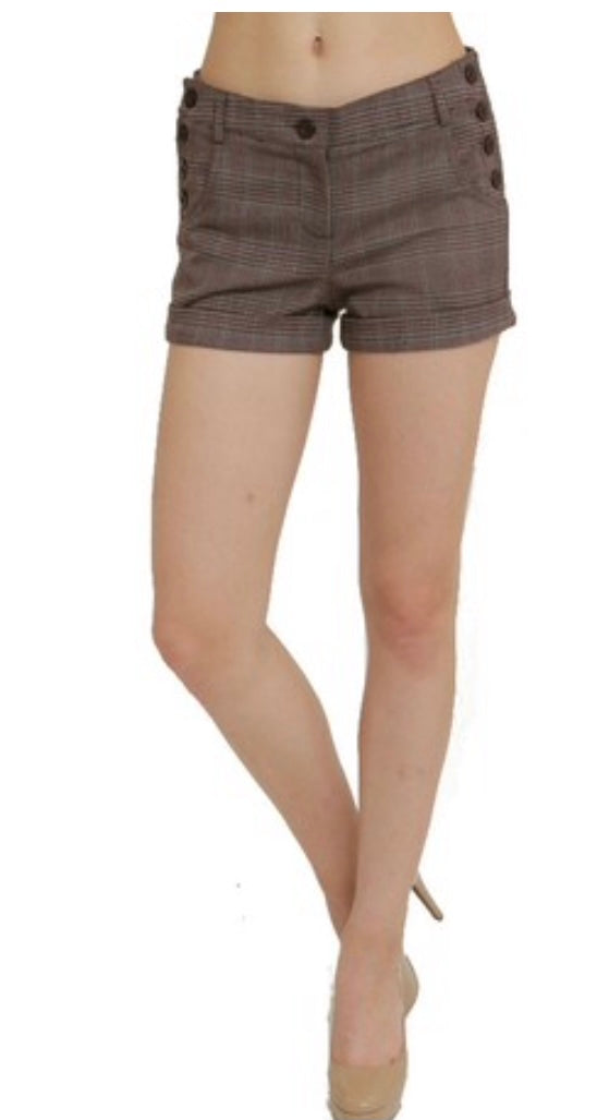 Unit Fashion Plaid Side Button Shorts (S-L)
