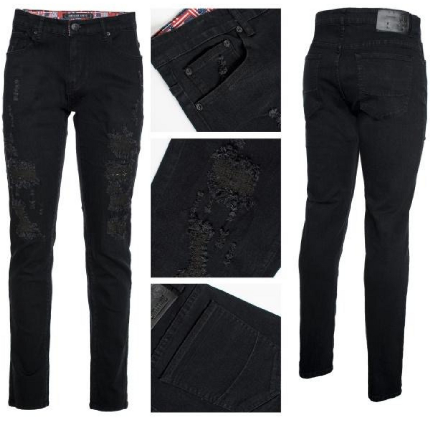 American Breed Slim Distressed Denim Black (30X32-40X32)