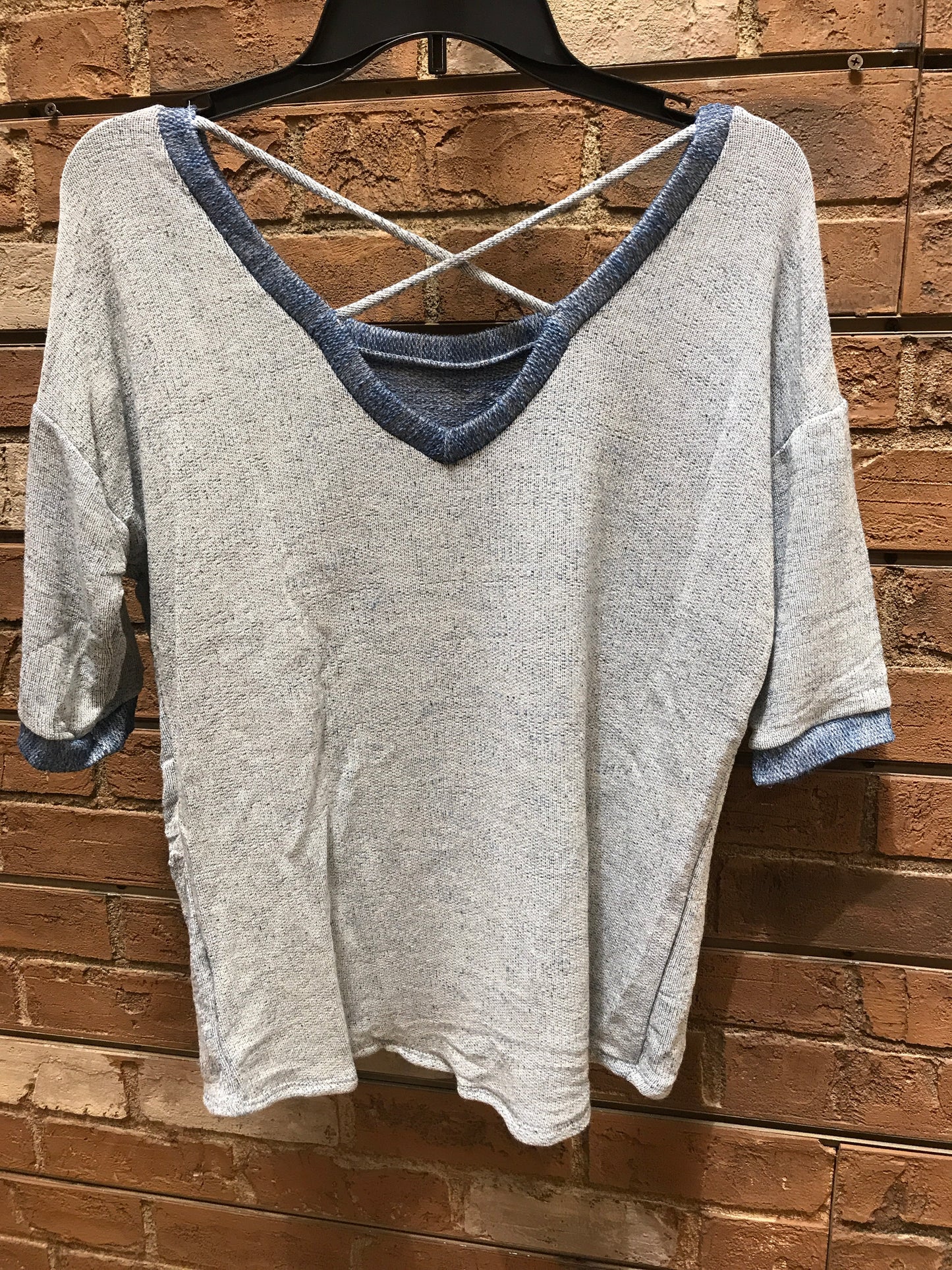 Blu Pepper Knit Top W/ Cross Straps (S-L)