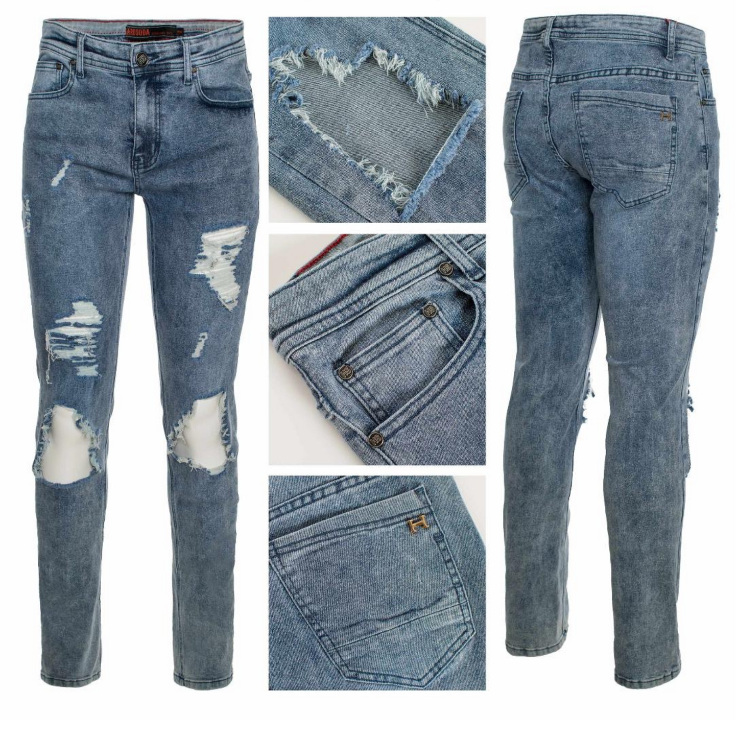 Hard Soda Slim Distressed Denim Light Wash (29X32-38X32)