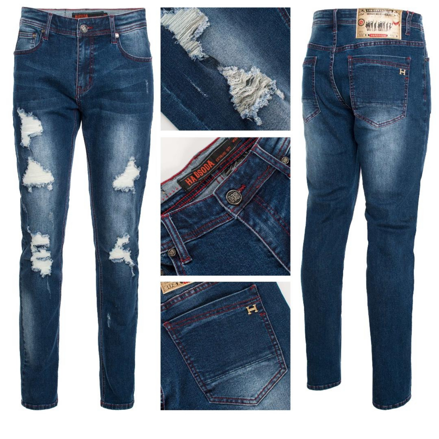 Hard Soda Slim Distressed Denim Dark Wash (29X32-38X32)