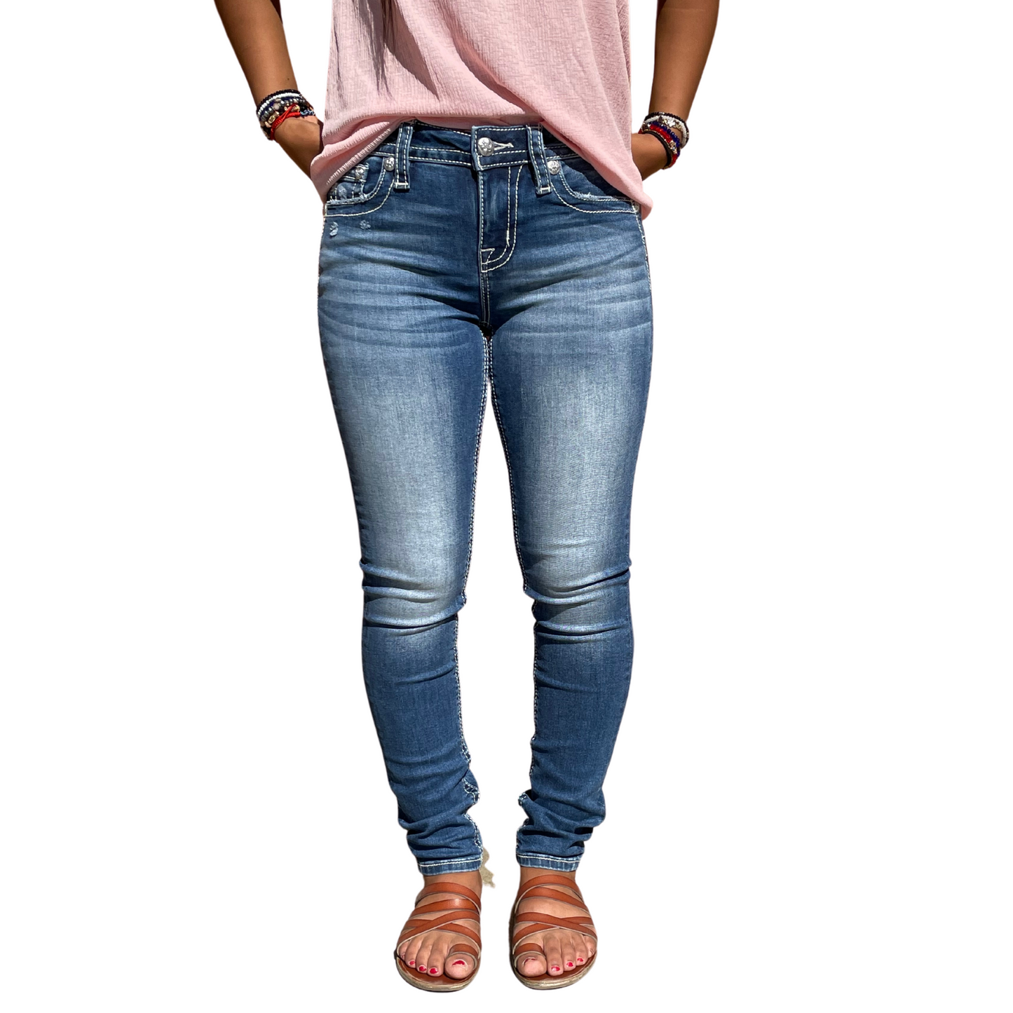 Miss Me Skinny Denim Feather Pockets (24X30-34X30)