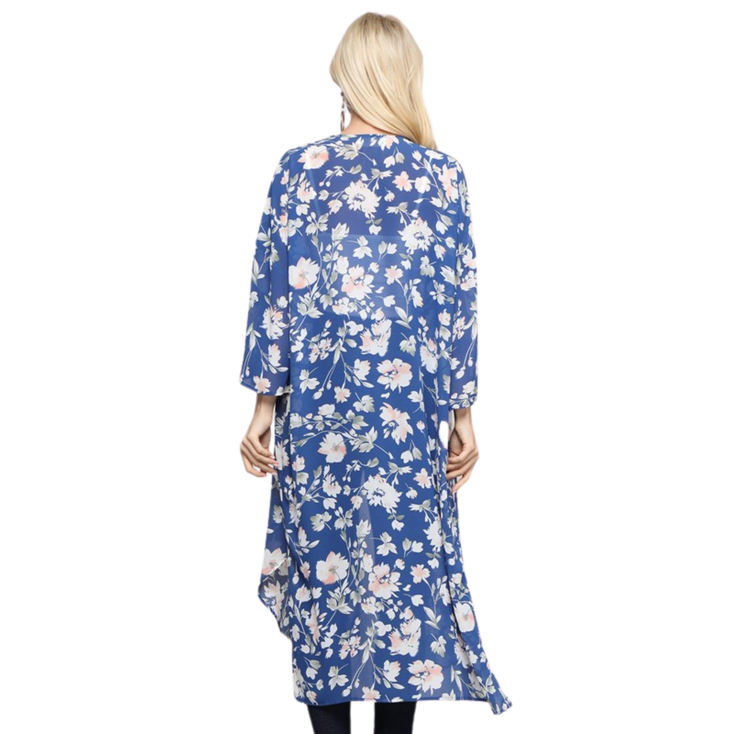 Ninexis Plus 3/4 Sleeve Floral Kimono (1XL-3XL)