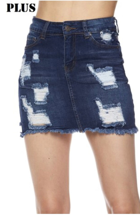 Wax Jeans Plus Size Distressed Denim Skirts (3 Colors! 1XL-3XL)
