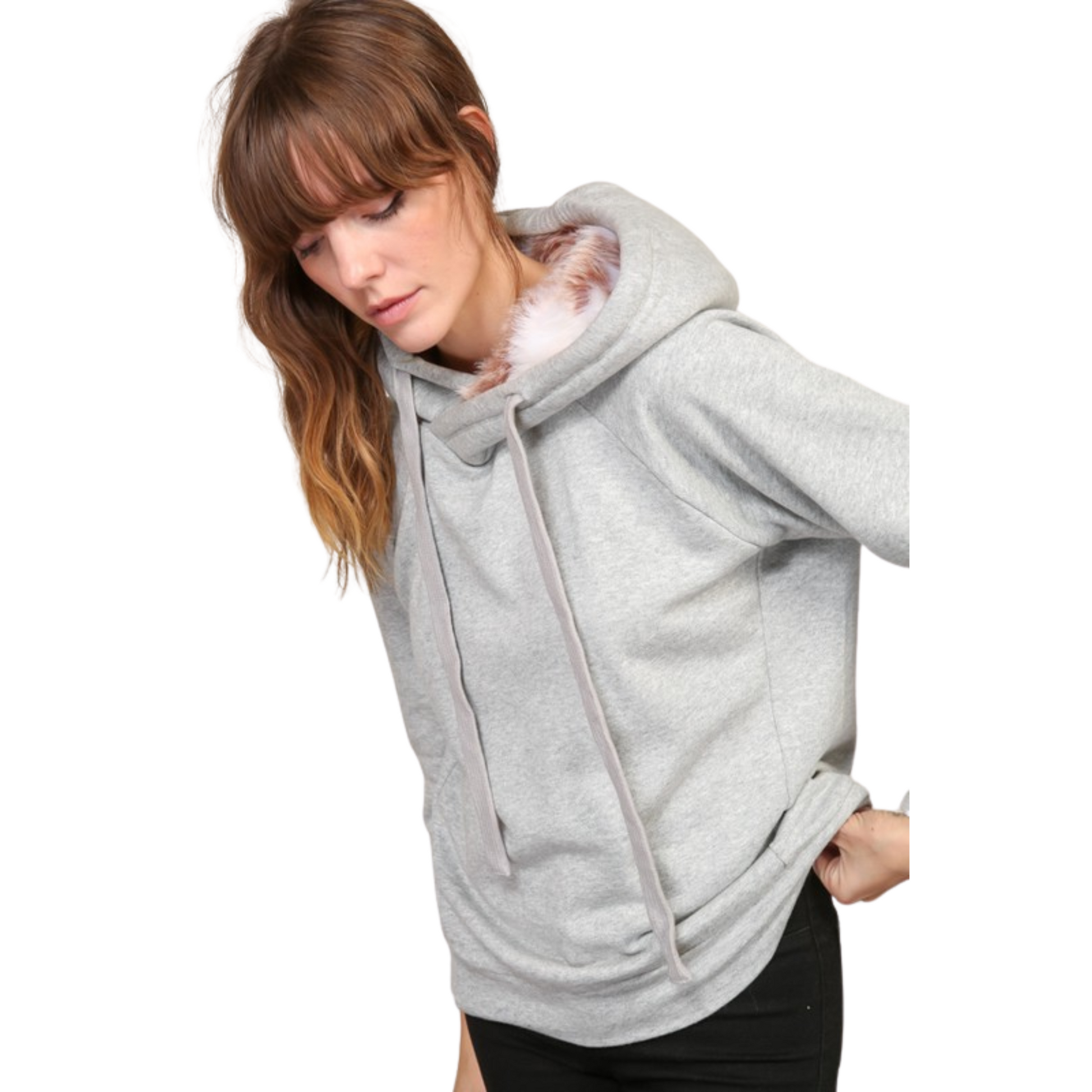 Timing Faux Fur Hoodie S L