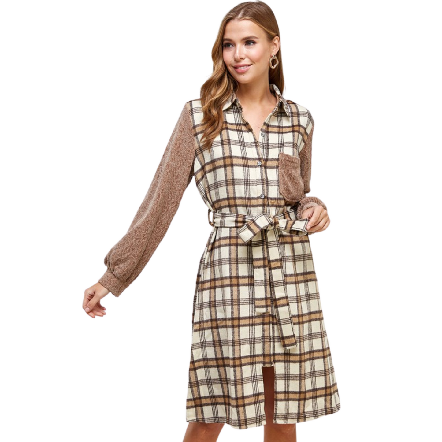 Flannel Sweater Dress Jacket Combo (S-L)