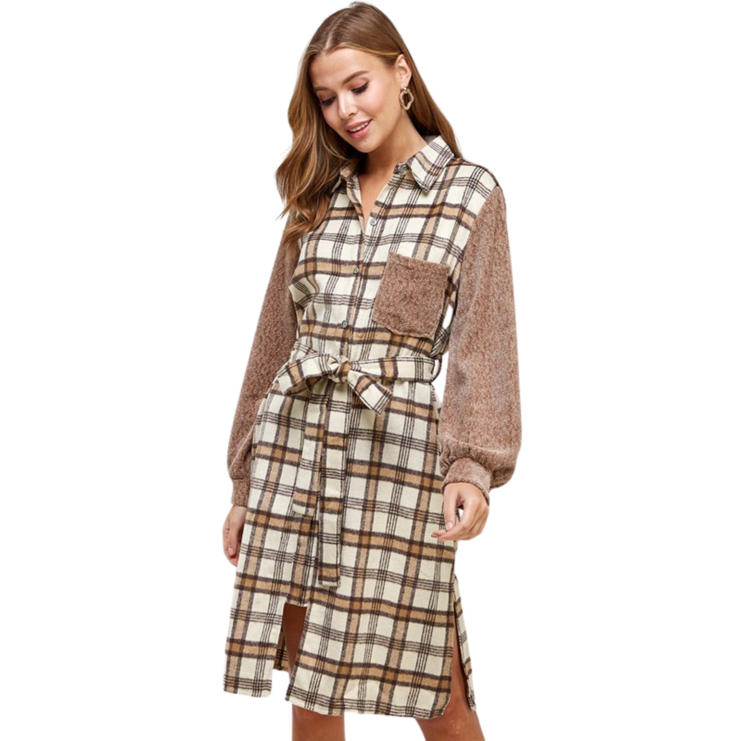 Flannel Sweater Dress Jacket Combo (S-L)