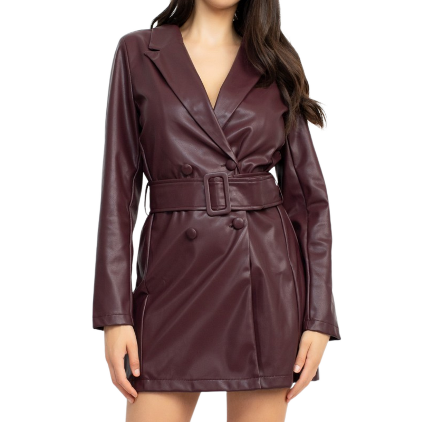 Story On Pleather Trench Coat Jacket Plum or Light Mauve (S-L)