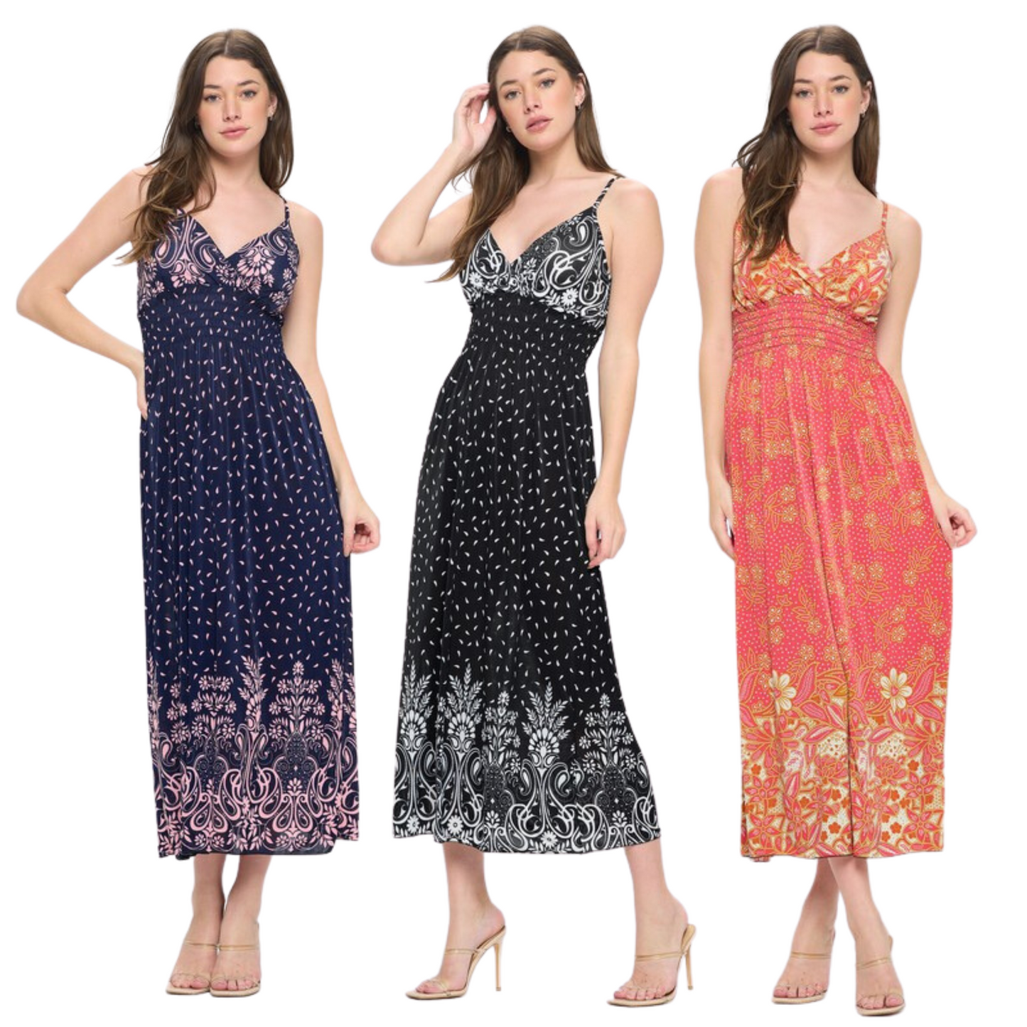 C-Mode Floral Maxi Dress W/Adjustable Straps (3 Colors! S-L)