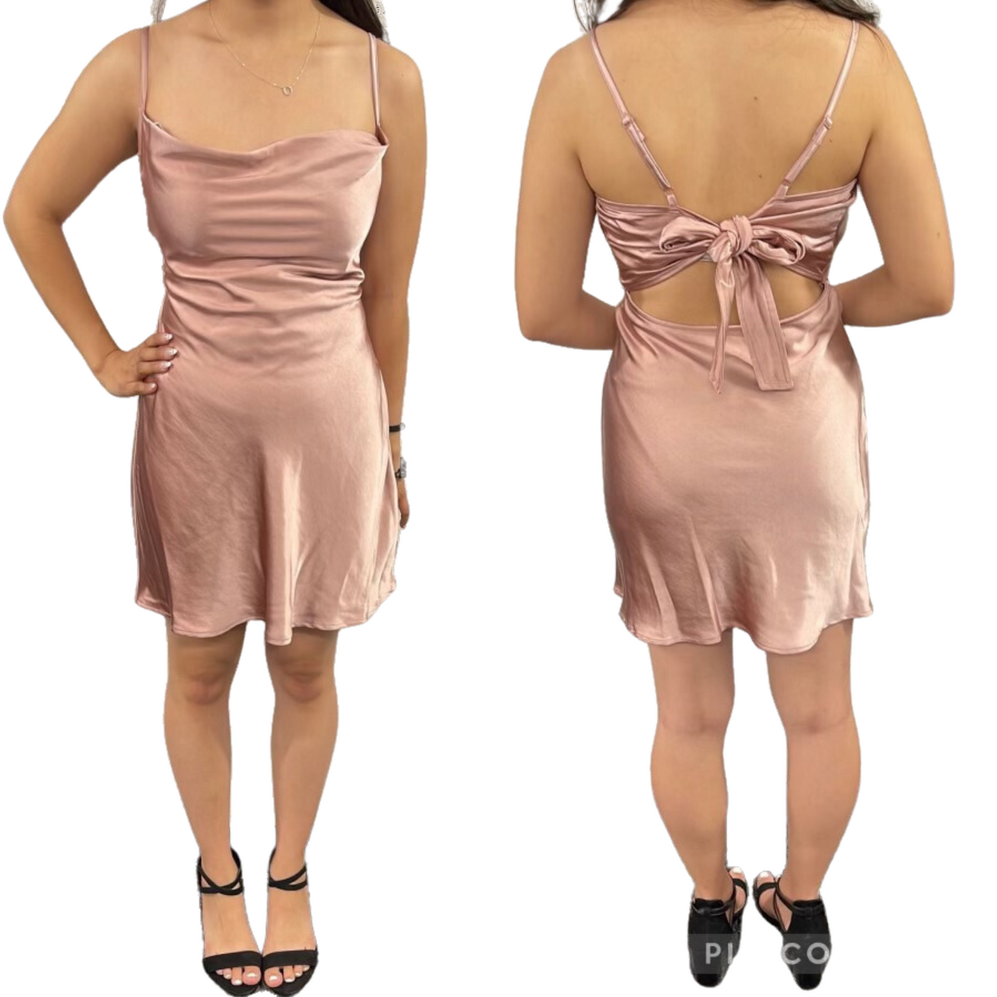Speechless Rose Gold Mini Tie Dress (XS-XL)