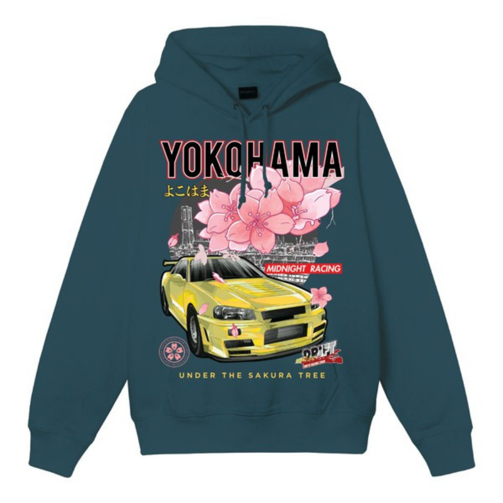 Yokohama Midnight Racing Hoodie Teal (M-3XL) – Free Culture Clothing Yokohama Midnight Racing Hoodie Teal (M-3XL) – Free Culture Clothing