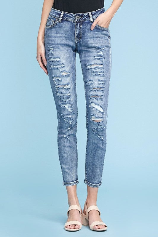 The Classic Denim Distressed Straight Leg Jean (1-15)