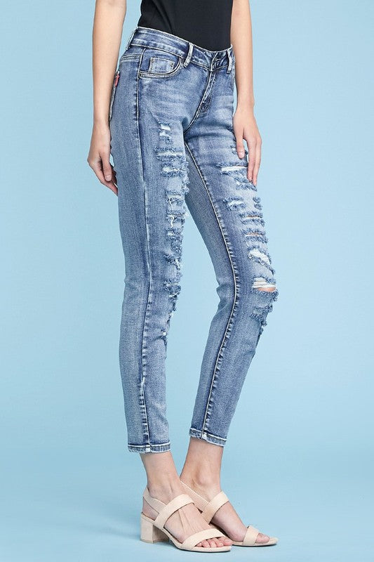 The Classic Denim Distressed Straight Leg Jean (1-15)