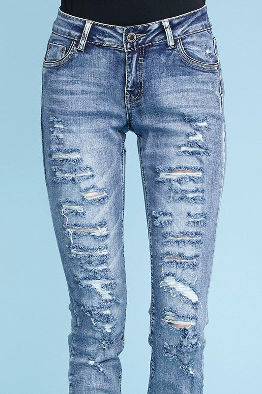 The Classic Denim Distressed Straight Leg Jean (1-15)