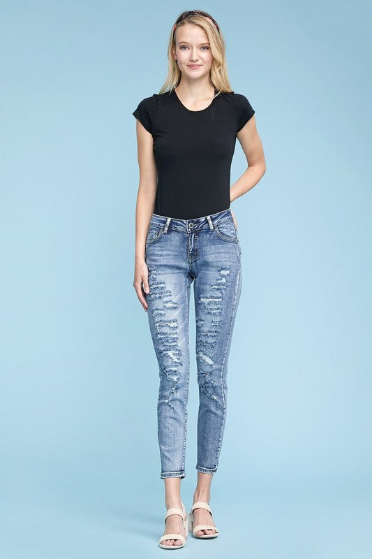 The Classic Denim Distressed Straight Leg Jean (1-15)