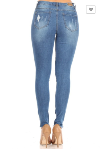 Denim Couture Classic Skinny Jeans Medium Distressed Denim (0-15)