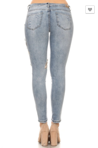 Denim Couture Classic Skinny Jeans W/ Floral Embellishments (0-15)