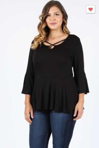 Sweet Lindsey Plus Peasant Style Top W/ Bell Sleeves (1XL-3XL)