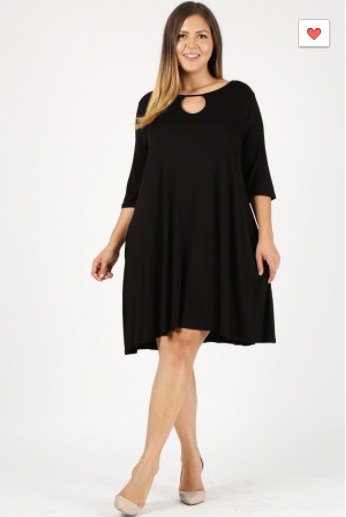 Sweet Lindsey Plus Tunic Dress (Black or Maroon 1XL-3XL)