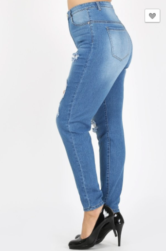 BBA High Waisted Skinny Jeans Light & Dark Wash (1XL-3XL)