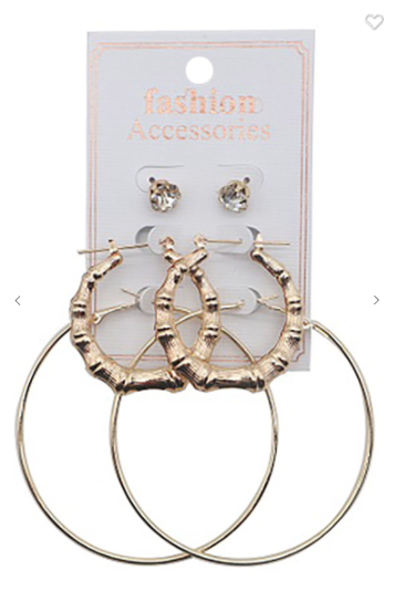 Fashion Accessories Hoop Earring Set (Gold or Silver)