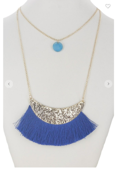 Two Layer Stone & Tassel Necklace Set (6 Colors!)
