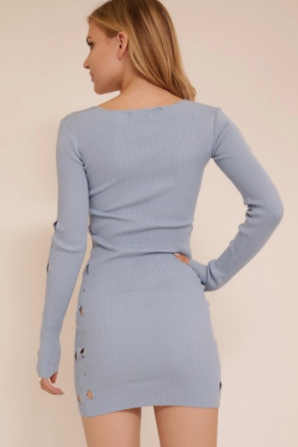 Meek Long Sleeve V-Neck Sweater Dress ( S-L)