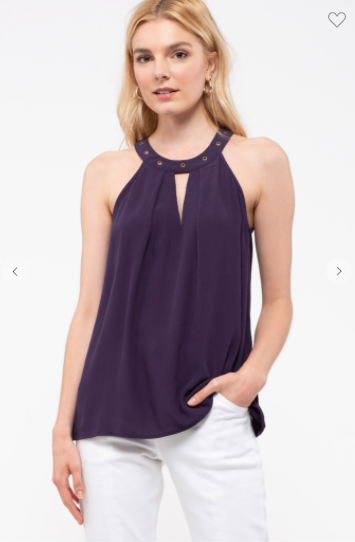 Blu Pepper Sleeveless Top Navy (Available in Sizes S-L)