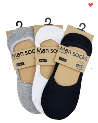 Man Socks No Show Socks W/ Silicone Grip (3 Different Colors!)