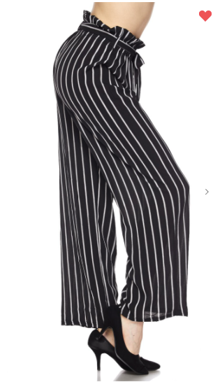 New Mix Plus Soft Pants W/ Verticle Stripes (Black/White 1XL-3XL)
