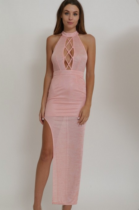 Xtaran "Came to SLAY" Crossed Front W/ Slit Dress (2 Colors)