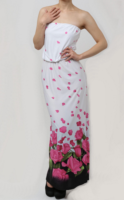 Loila Sleeveless Rose White Maxi Dress (S-L)
