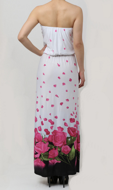 Loila Sleeveless Rose White Maxi Dress (S-L)