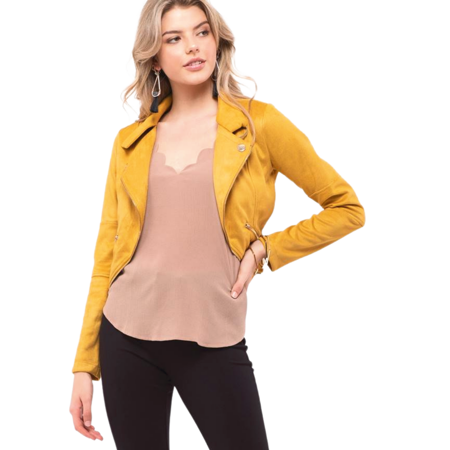 Mine Zipper Hemmed Suede Jacket (4 Colors! S-L)