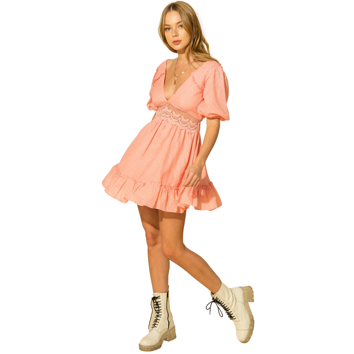 Hyfve Lace Hemmed Dress Pink (S-L)