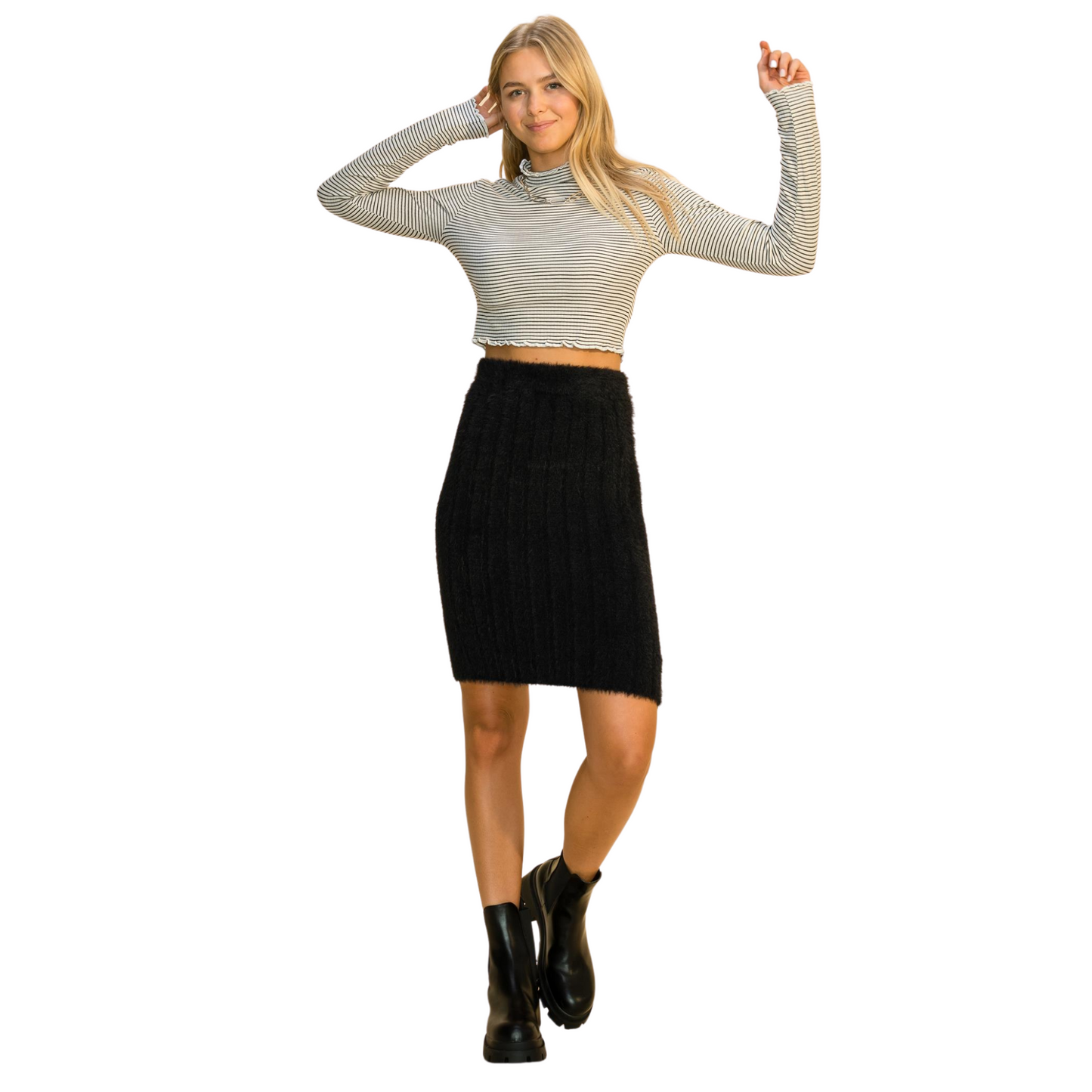 Double Zero Stretchy Skirt Black or Cream  (S-L)