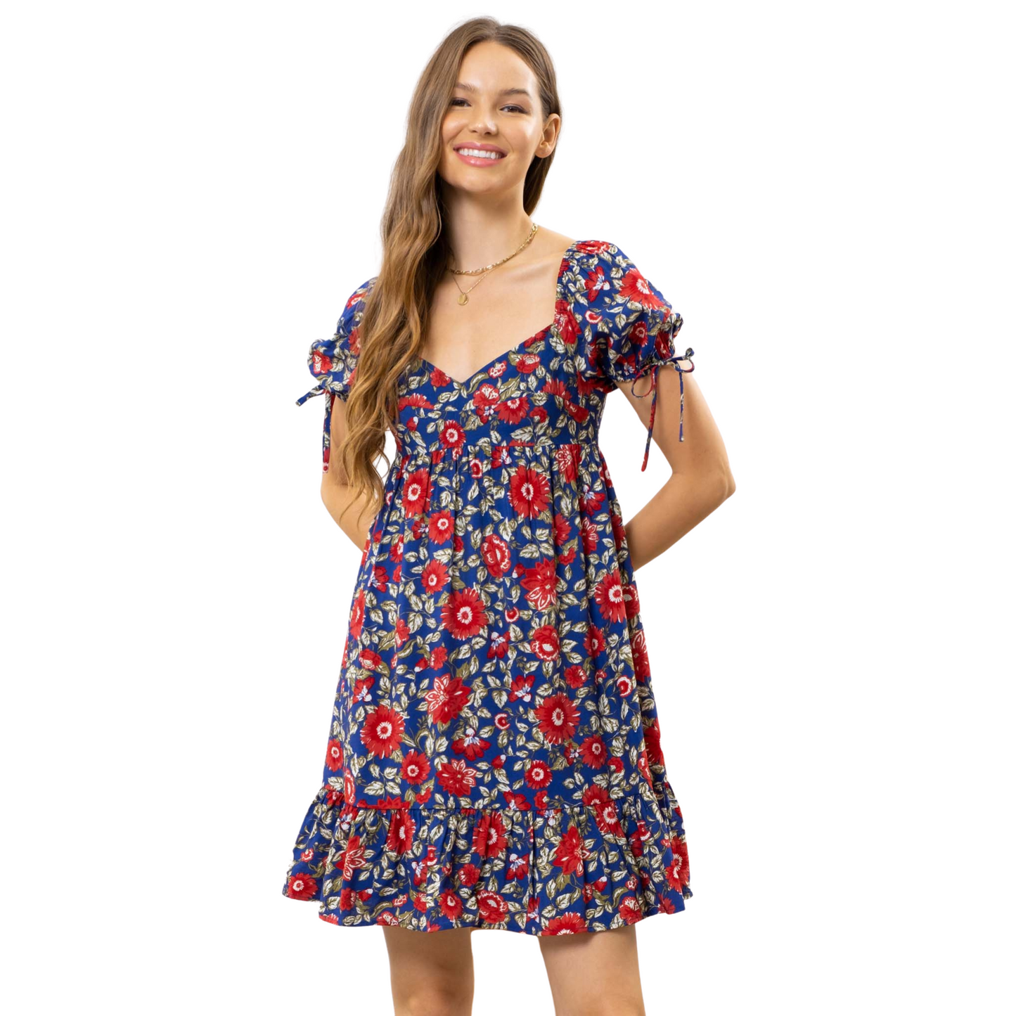 Blu Pepper Floral Sweetheart Neck Dress (S-L)