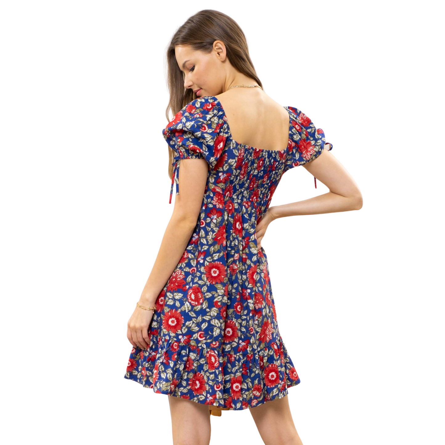 Blu Pepper Floral Sweetheart Neck Dress (S-L)