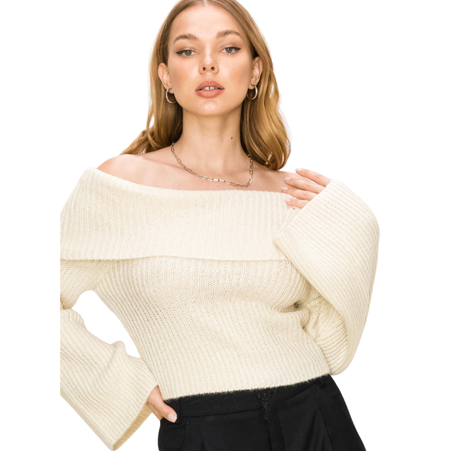 Hyfve Knit Turtle Neck Sweater W/ Bell Sleeves (3 Colors! S-L)