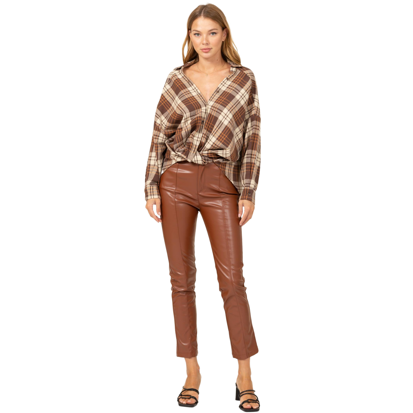 Fashion on Earth P-Leather Pants Brown or Khaki (S-L)