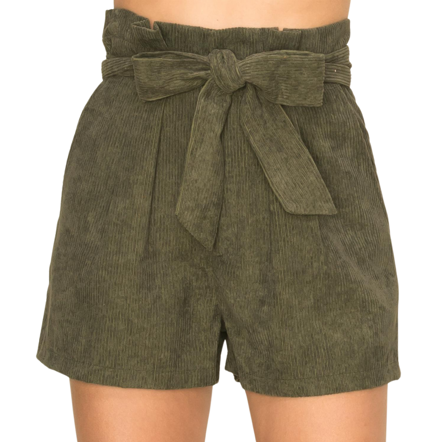 Hyfve Corduroy Belted Soft Shorts Mauve or Olive (S-L)