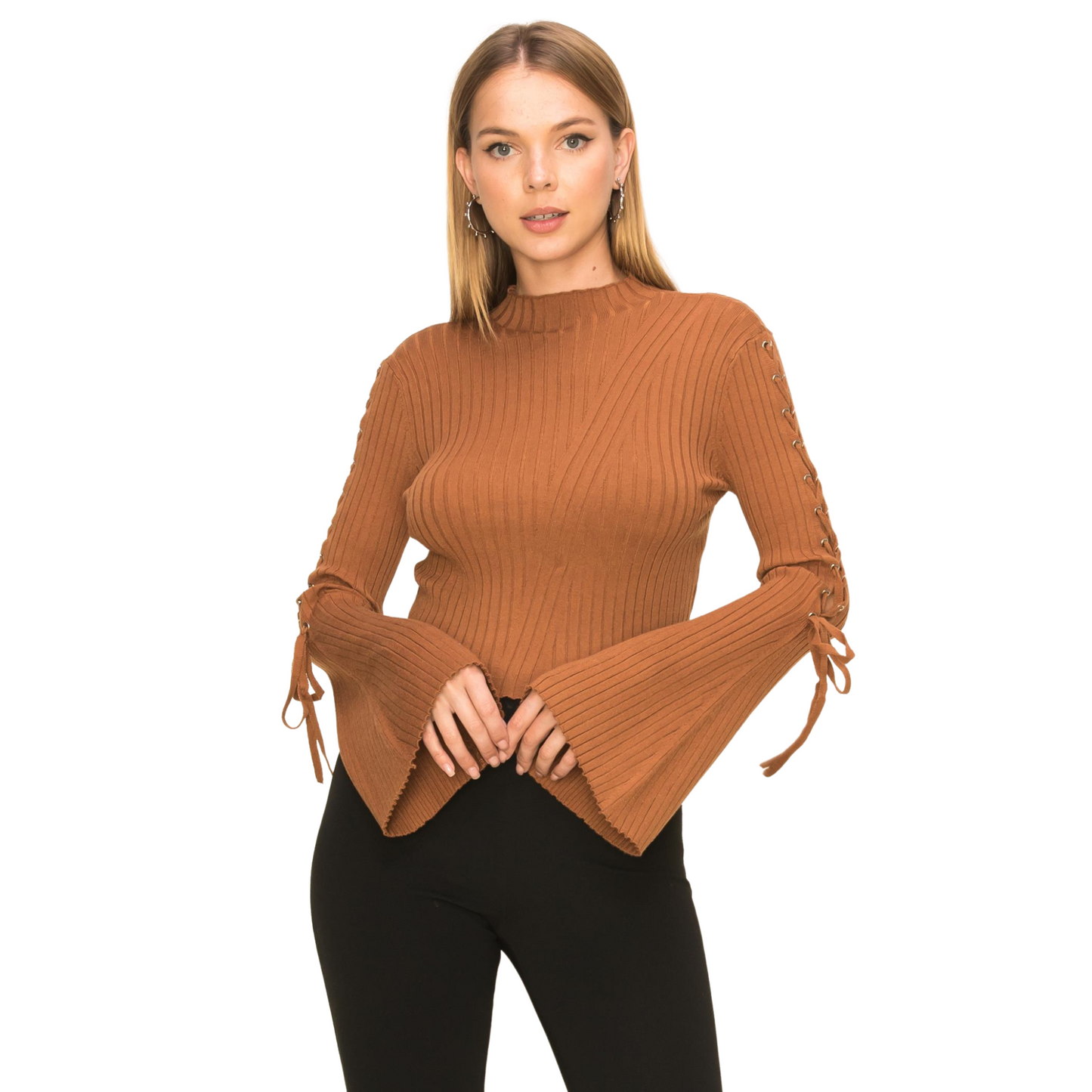 Hyfve Solid Knit Top W/ Lace & Bell Sleeves (3 Colors! S-L)