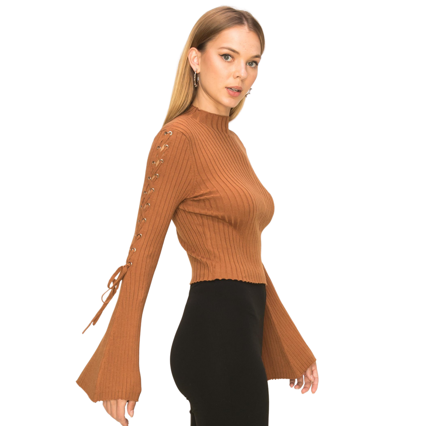 Hyfve Solid Knit Top W/ Lace & Bell Sleeves (3 Colors! S-L)