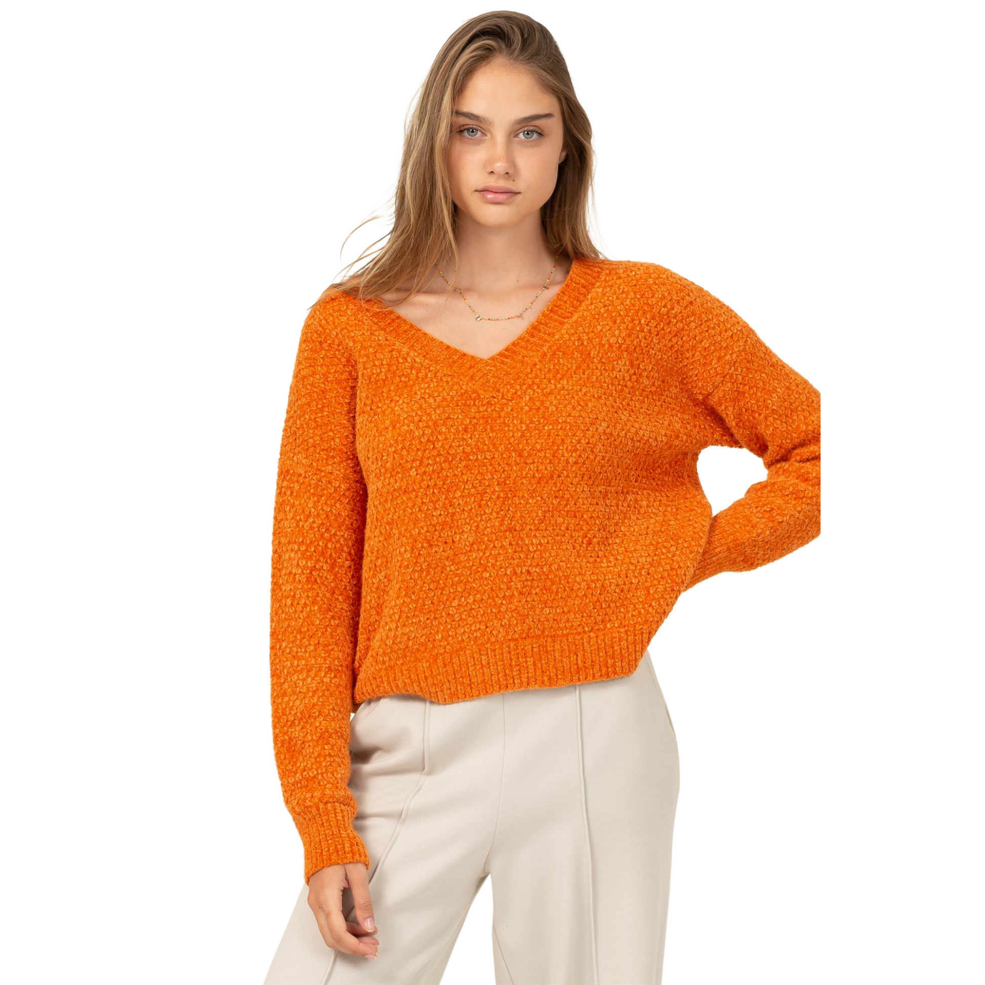 Burnt orange knit sweater hot sale