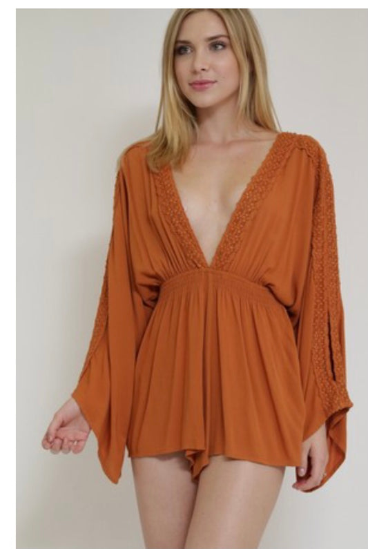 In The Beginning Rust Romper (S-L)