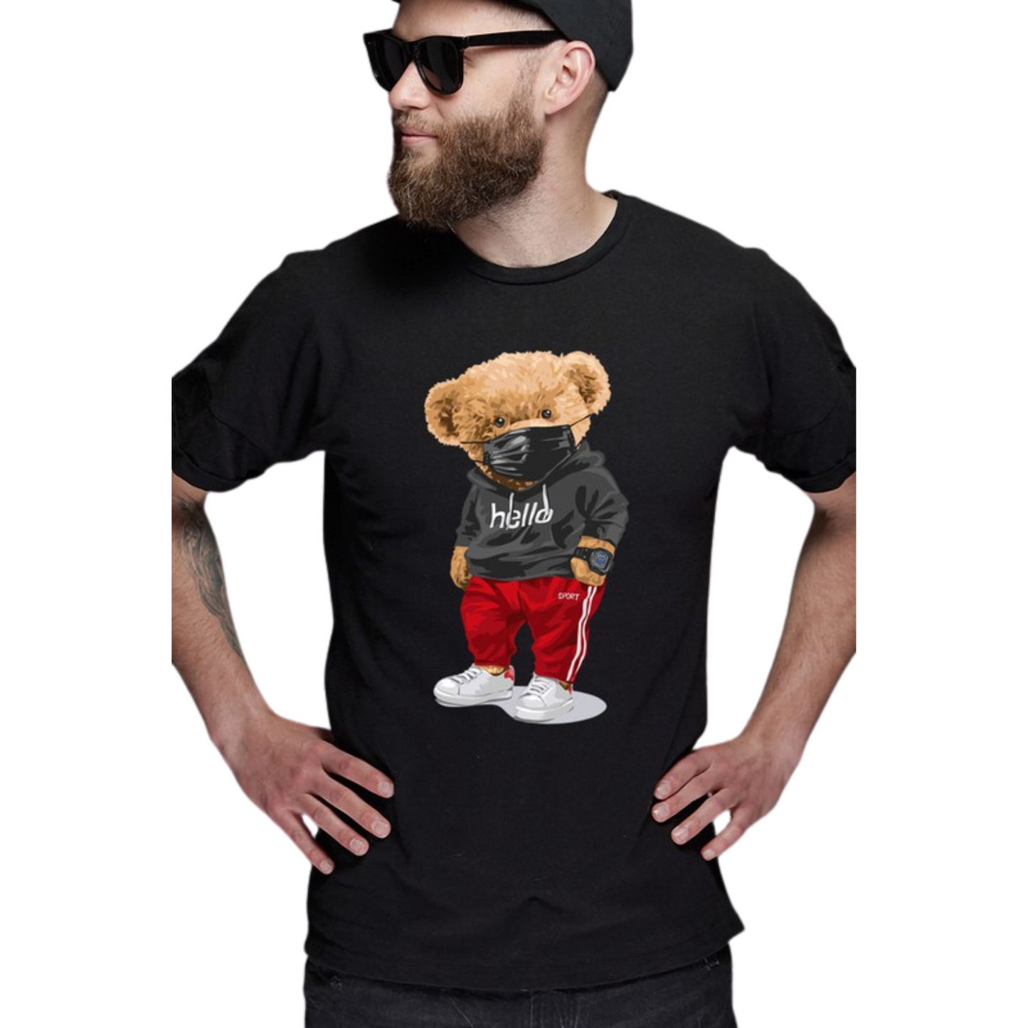 No Brand Masked Bear Graphic Tee (S-XL)