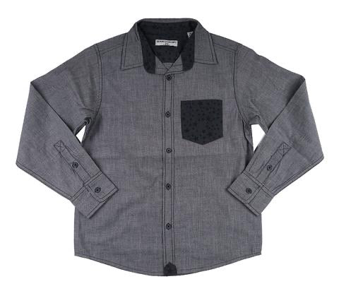 Boy's Gray Long Sleeve Button Up (S-XL)