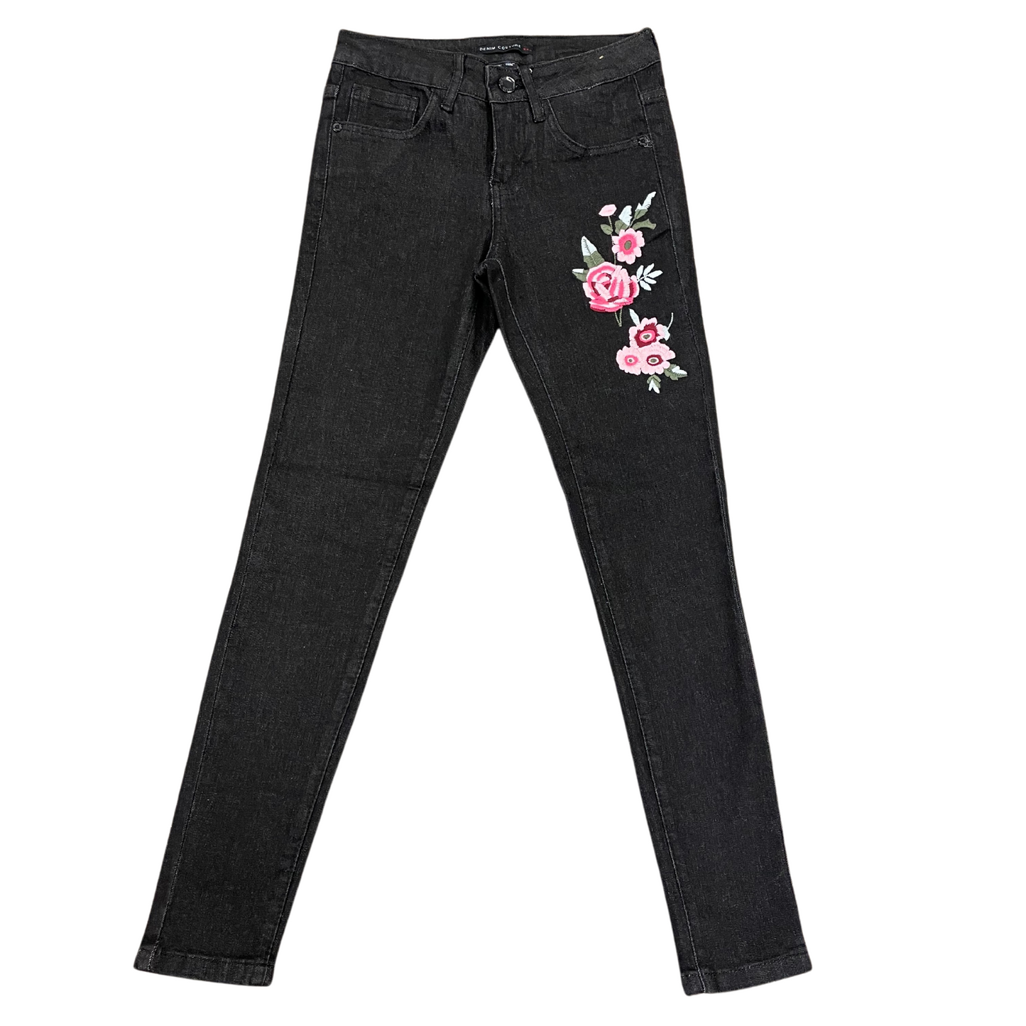 Denim Couture Classic Skinny Jeans Embroidered Floral Patch (0-15)
